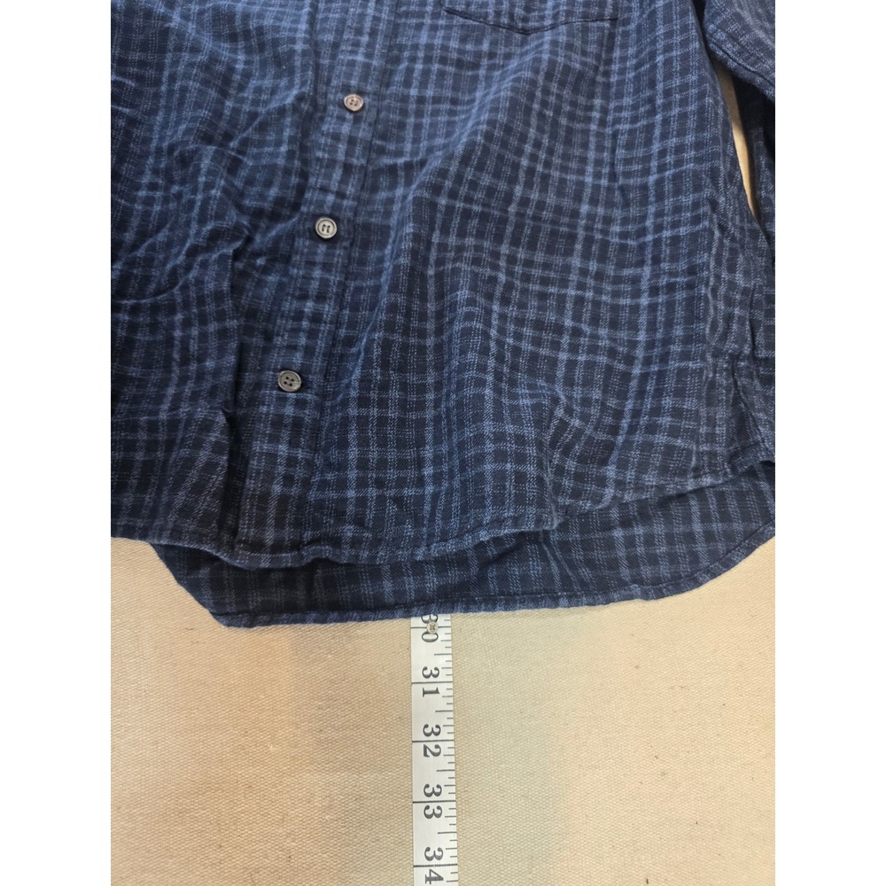Banana Republic Mens Slim Fit Navy Blue Plaid Flannel Button Down Shirt Large - Picture 6 of 6